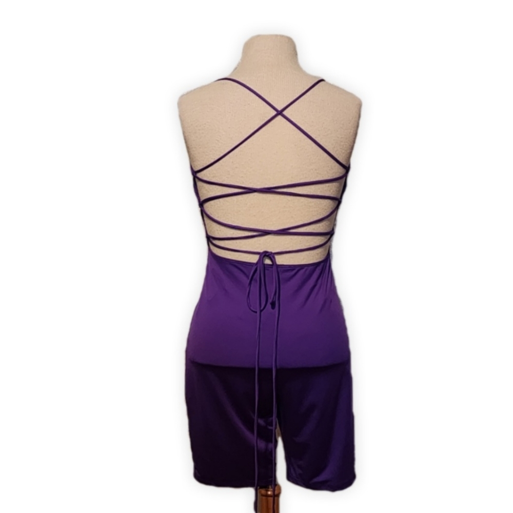 Purple Back Drawstring Romper - Picture 2 of 7